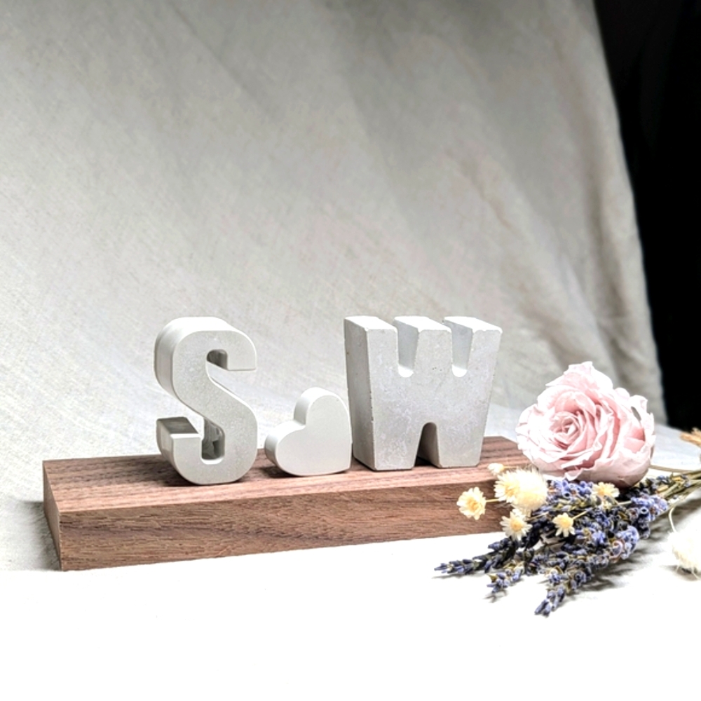 Customized Handmade Concrete Initials Decor